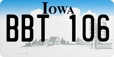 IA license plate BBT106