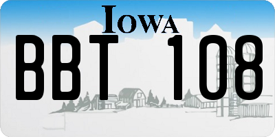 IA license plate BBT108