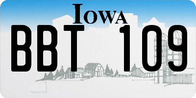 IA license plate BBT109