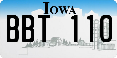 IA license plate BBT110
