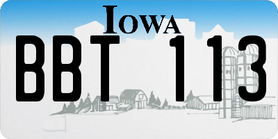 IA license plate BBT113