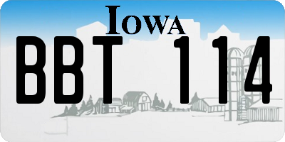 IA license plate BBT114