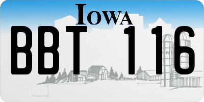 IA license plate BBT116