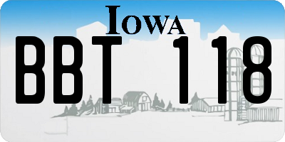 IA license plate BBT118
