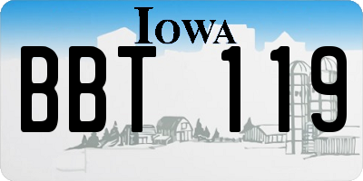 IA license plate BBT119