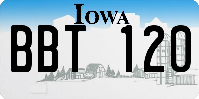 IA license plate BBT120