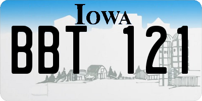 IA license plate BBT121