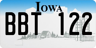 IA license plate BBT122