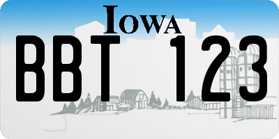 IA license plate BBT123