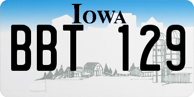 IA license plate BBT129