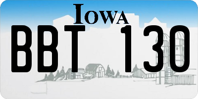 IA license plate BBT130