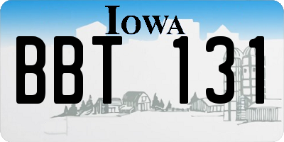 IA license plate BBT131