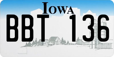 IA license plate BBT136