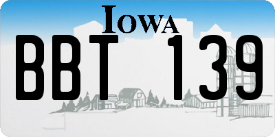 IA license plate BBT139