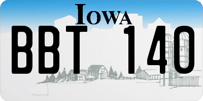 IA license plate BBT140