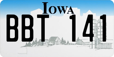 IA license plate BBT141