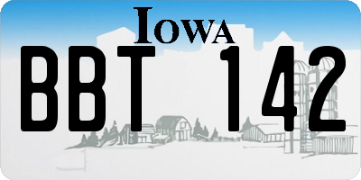 IA license plate BBT142