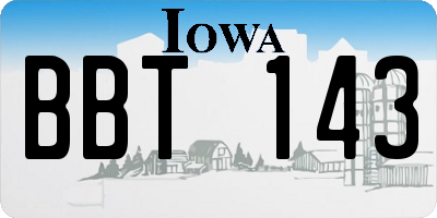 IA license plate BBT143