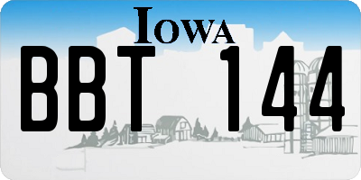 IA license plate BBT144