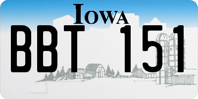 IA license plate BBT151