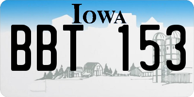 IA license plate BBT153