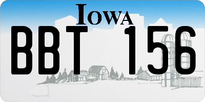 IA license plate BBT156