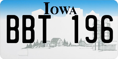 IA license plate BBT196