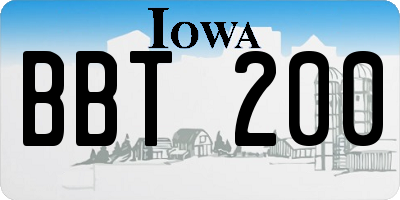 IA license plate BBT200