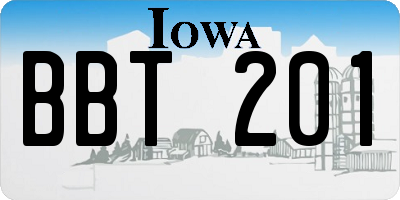 IA license plate BBT201