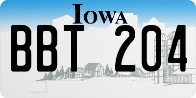 IA license plate BBT204