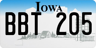 IA license plate BBT205