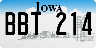 IA license plate BBT214