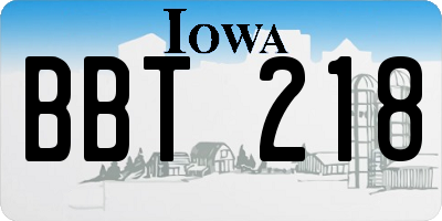 IA license plate BBT218