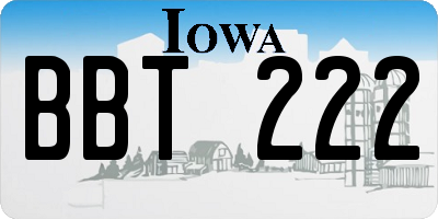 IA license plate BBT222