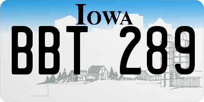 IA license plate BBT289