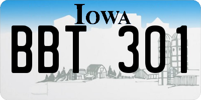 IA license plate BBT301