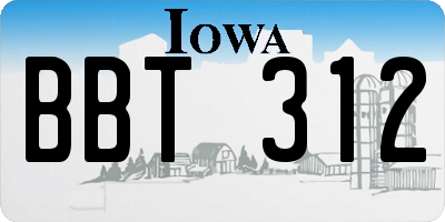 IA license plate BBT312