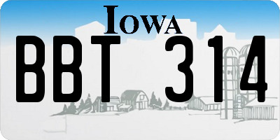 IA license plate BBT314