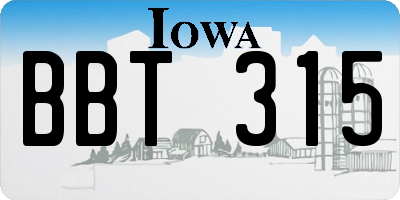 IA license plate BBT315