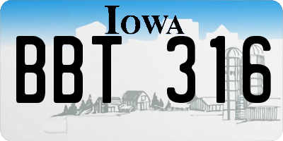 IA license plate BBT316