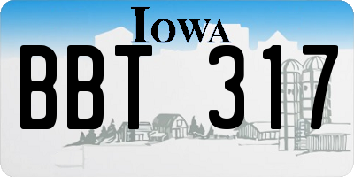 IA license plate BBT317