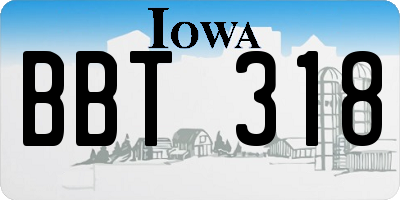 IA license plate BBT318