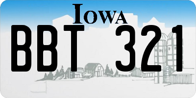 IA license plate BBT321