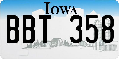 IA license plate BBT358