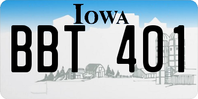 IA license plate BBT401