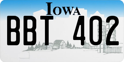 IA license plate BBT402