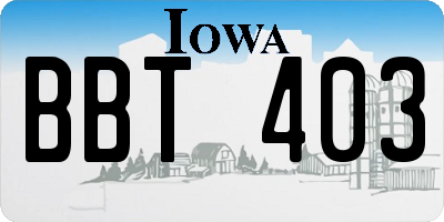 IA license plate BBT403