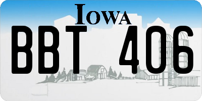 IA license plate BBT406