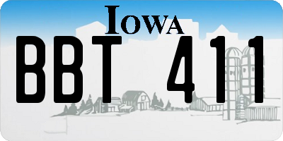 IA license plate BBT411