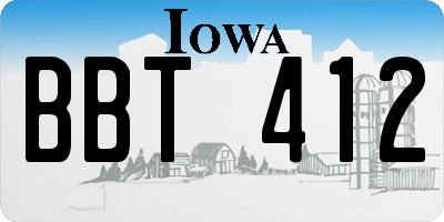 IA license plate BBT412